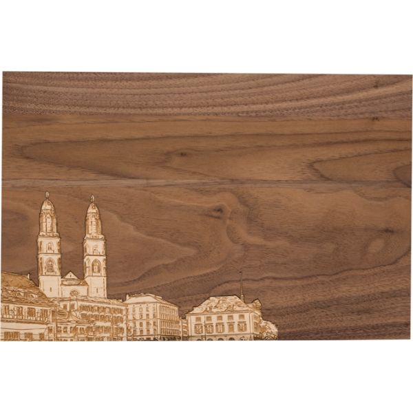 Zürich City, Holz-Schneidebrett, Intarsie